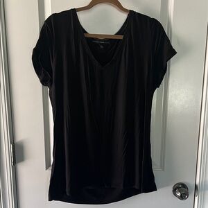 White House Black Market Black Short Sleeve V-Neck Tee